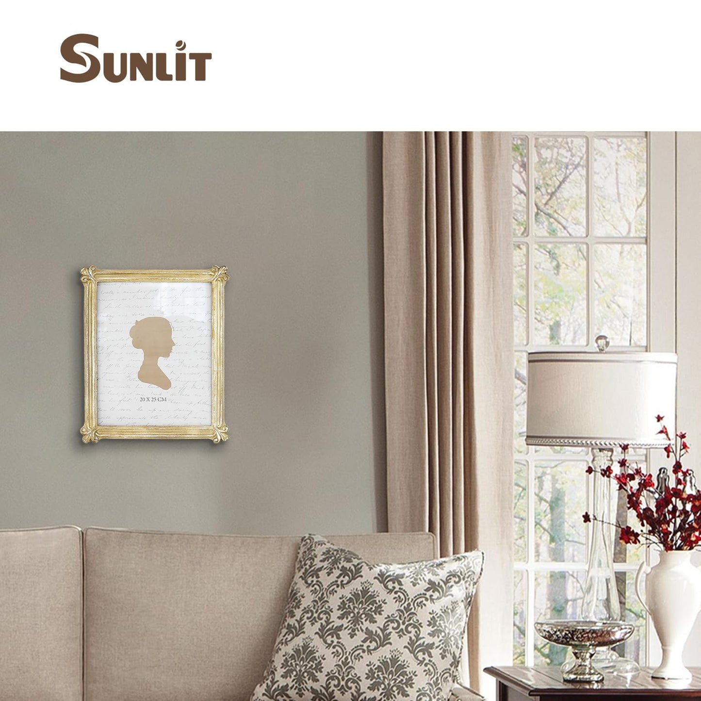 Sunlit Small Vintage Picture Frame 2.5x3.5 Inch, Antique Mini Photo Frames with Glass Front, Luxury Wallet Size Picture Frames, Photo Display Tabletop Wall Hanging Gift Ideas, Slivery Light Gold