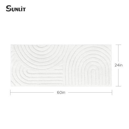 Sunlit 20"x30" Boho Decorative Textured Bathroom Rug Mat, Mid Century Modern Non-Slip Absorbent Soft Bath Mat, Organic Modern Floor Mat Dry Fast Machine Washable, Gray