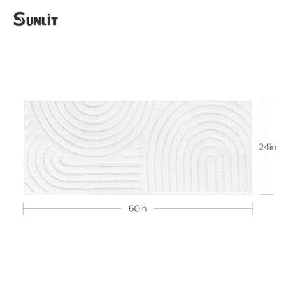 Sunlit 20"x30" Boho Decorative Textured Bathroom Rug Mat, Mid Century Modern Non-Slip Absorbent Soft Bath Mat, Organic Modern Floor Mat Dry Fast Machine Washable, Gray