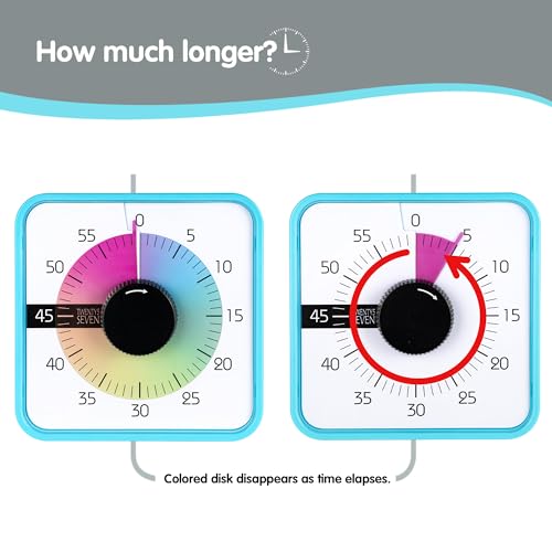 Visual Timer 7.5 inch, 60-Minute Countdown Timer for Kids Classroom Teaching Tool Office Meeting, Mechanical Countdown Clock for Exam Time Management Magnetic Kitchen Timer, Purple