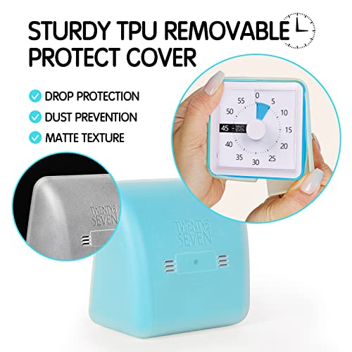 Visual Timer with Protective Case, 60-Minute Countdown Timer for Kids Autism ADHD Classroom Home Office, Countdown Clock for Teaching Work Meeting Time Management, Navy Blue/Colorful