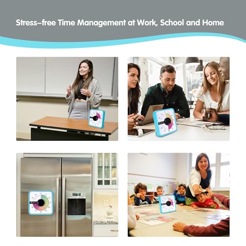 Visual Timer 7.5 inch, 60-Minute Countdown Timer for Kids Classroom Teaching Tool Office Meeting, Mechanical Countdown Clock for Exam Time Management Magnetic Kitchen Timer, Purple