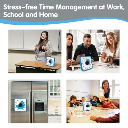 Visual Timer 7.5 inch, 60-Minute Countdown Timer for Kids Classroom Teaching Tool Office Meeting, Mechanical Countdown Clock for Exam Time Management Magnetic Kitchen Timer, Purple