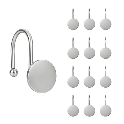 Sunlit Gold Shower Curtain Hooks, Round Metal Home Decorative Shower Curtain Rings for Bathroom, Modern Shower Curtain Hangers Bathroom Accessories, Set of 12