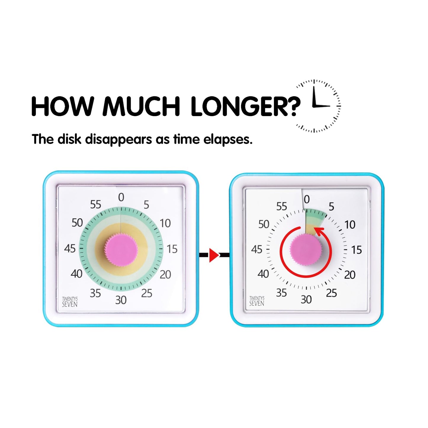 Visual Timer with Protective Case, 60-Minute Countdown Timer for Kids Autism ADHD Classroom Home Office, Countdown Clock for Teaching Work Meeting Time Management, Navy Blue/Colorful