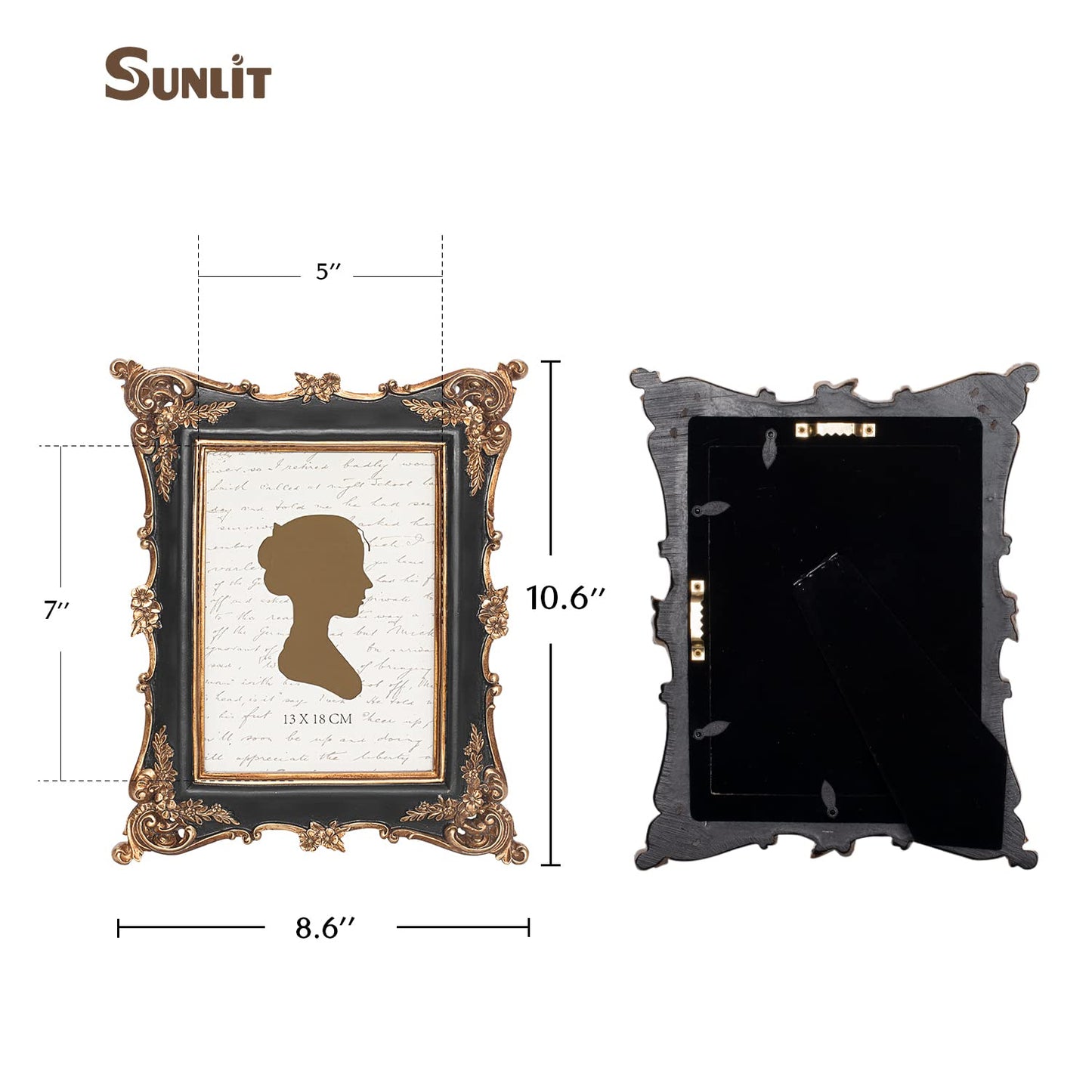 Sunlit Vintage Picture Frame 4x4 Inch, Luxury Antique Square Photo Frames with Glass Front, Photo Display, Tabletop Wall Hanging, Gift Ideas, Bronze Gold
