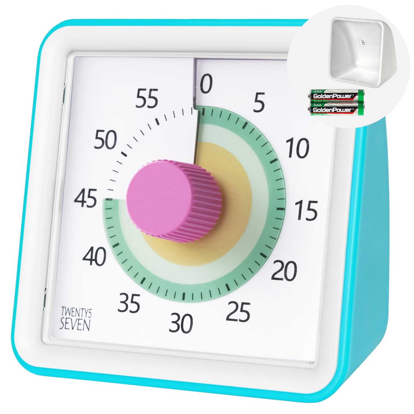 Visual Timer with Protective Case, 60-Minute Countdown Timer for Kids Autism ADHD Classroom Home Office, Countdown Clock for Teaching Work Meeting Time Management, Navy Blue/Colorful