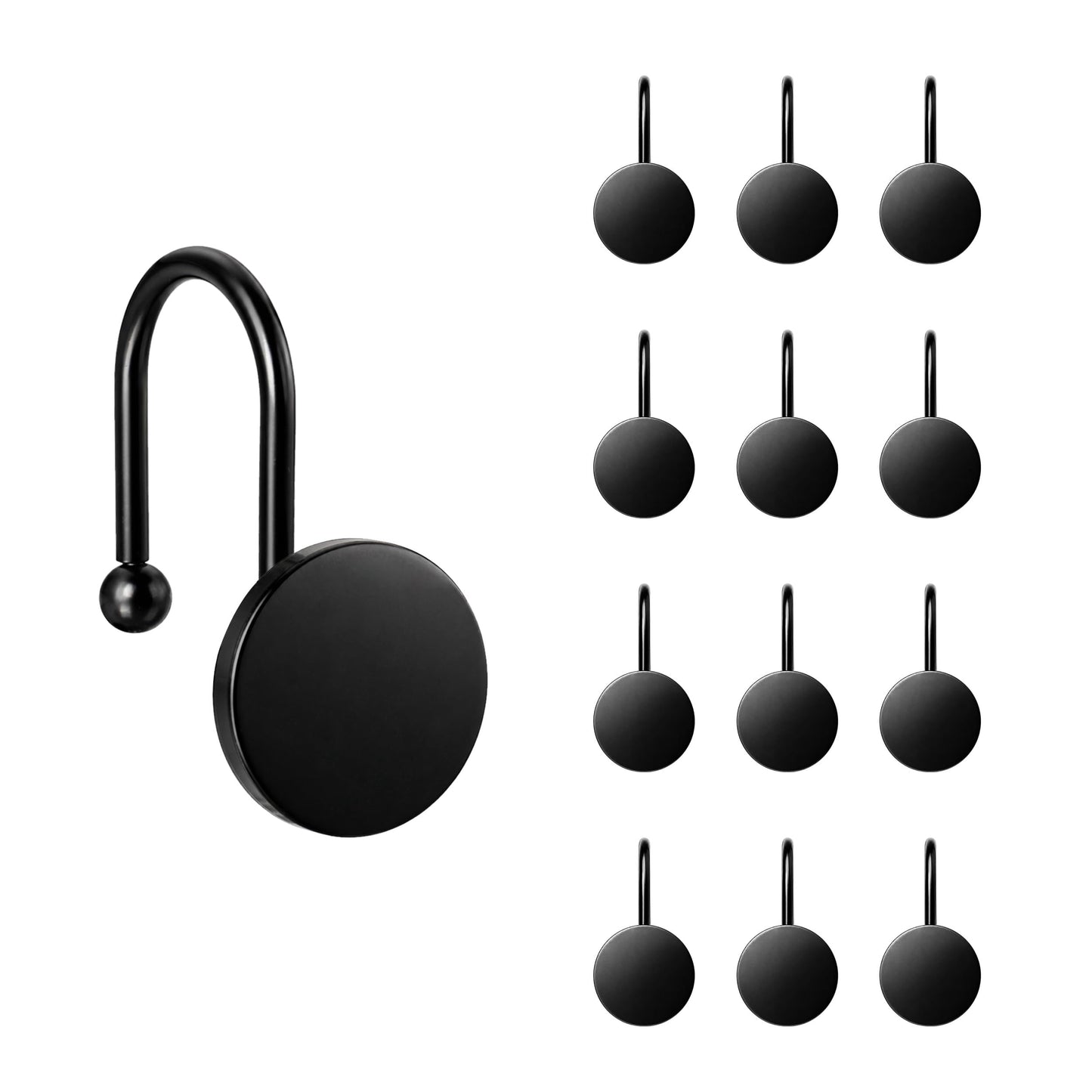 Sunlit Gold Shower Curtain Hooks, Round Metal Home Decorative Shower Curtain Rings for Bathroom, Modern Shower Curtain Hangers Bathroom Accessories, Set of 12