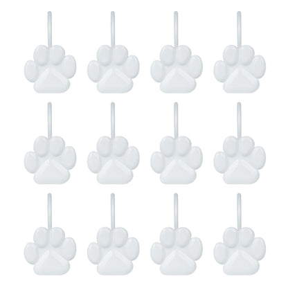 Sunlit Fashion Design Cute Paw Print Polished Double Shower Curtain Hooks for Dog Cat and Bear, Rust Proof Oil Metal Shower Curtain Rings, Black-12 Pack