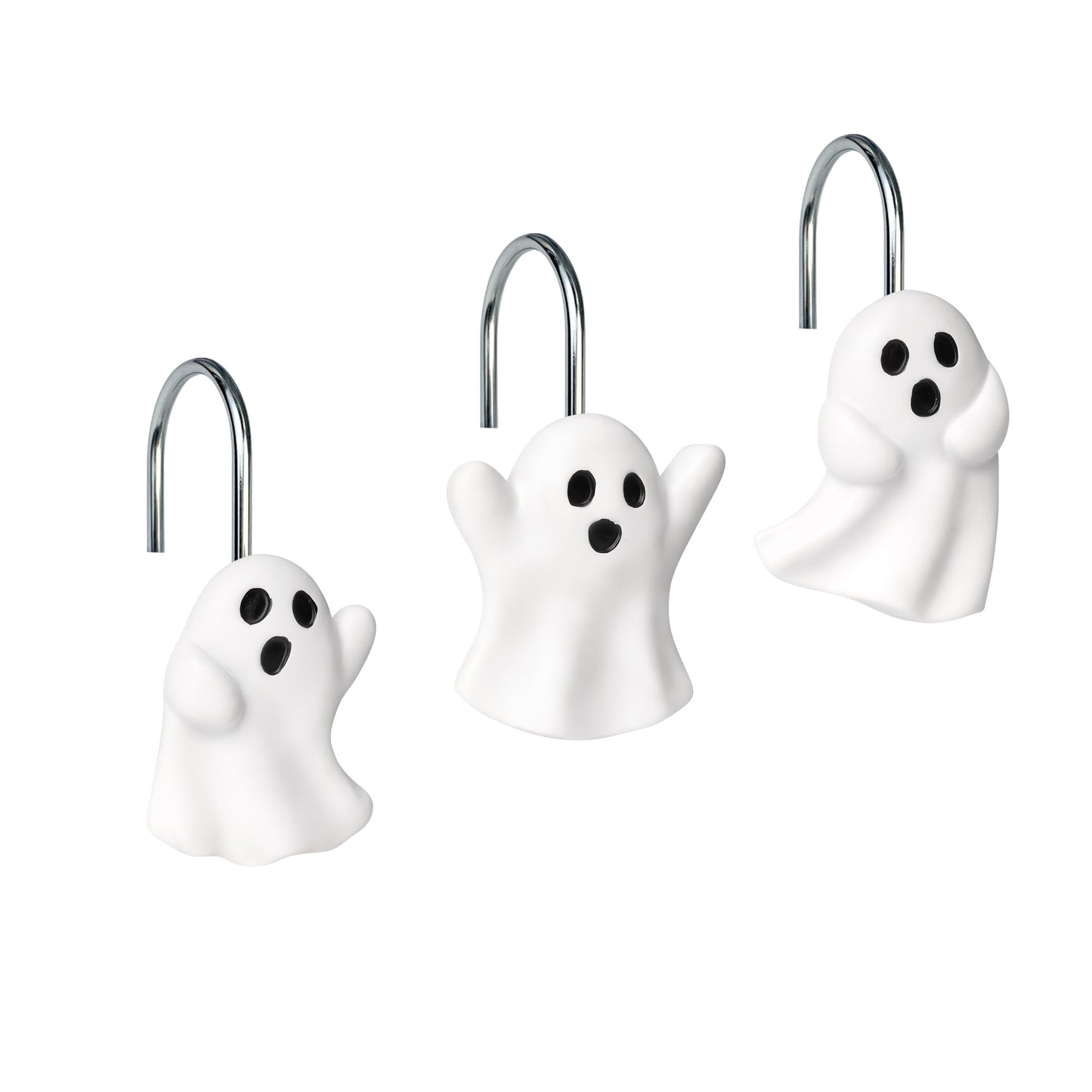 Sunlit Ghost Shower Curtain Hooks, Home Decorative Shower Curtain Rings for Bathroom, Halloween Shower Curtain Hangers Bathroom Accessories, Set of 12