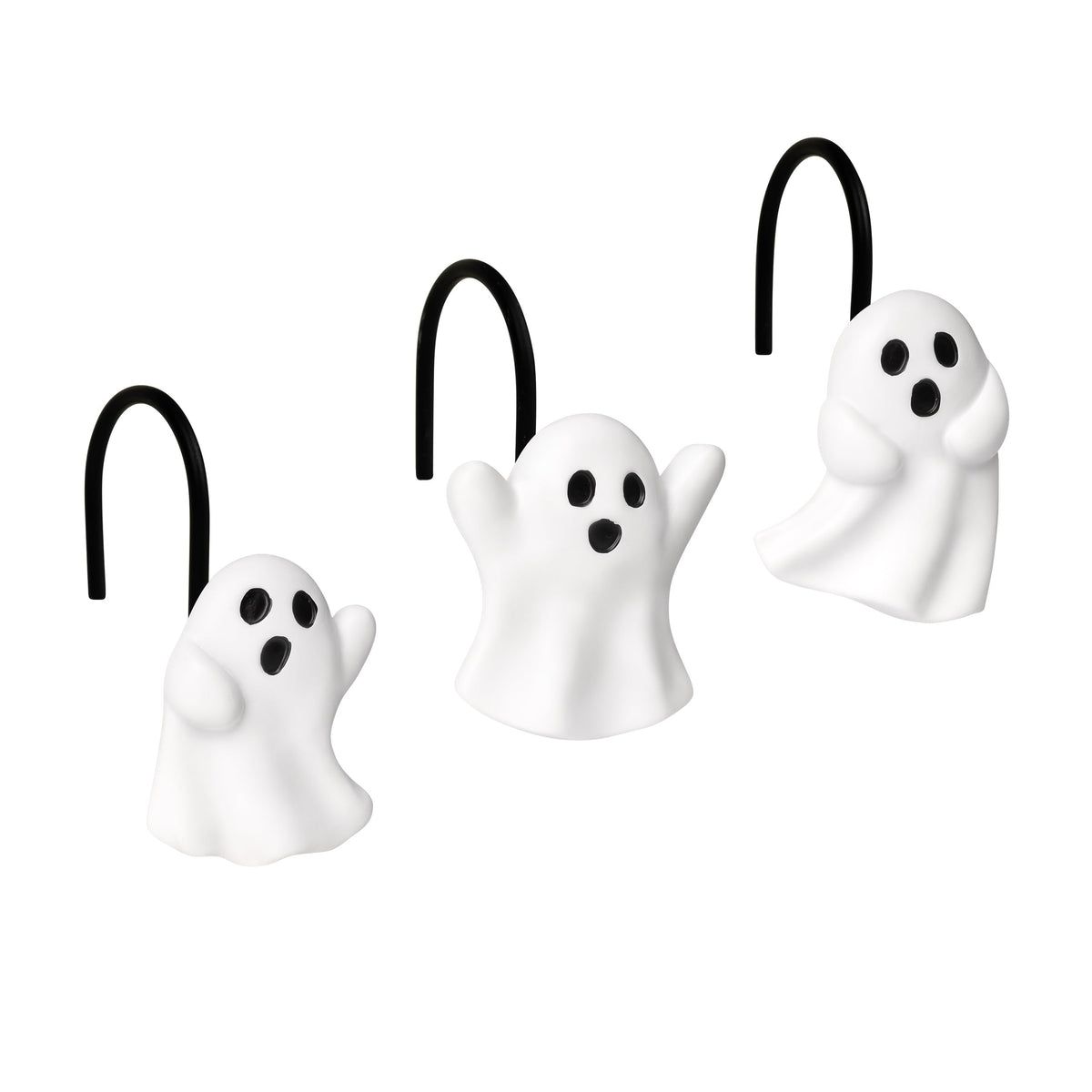 Sunlit Ghost Shower Curtain Hooks, Home Decorative Shower Curtain Rings for Bathroom, Halloween Shower Curtain Hangers Bathroom Accessories, Set of 12, Golden