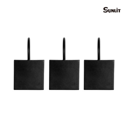 Sunlit Geometric Decorative Shower Curtain Hooks, Matt Triangle Geometric Black Shower Curtain Rings, Resin, Bathroom Decoration Boho Shower Curtain Hooks-12 Pack