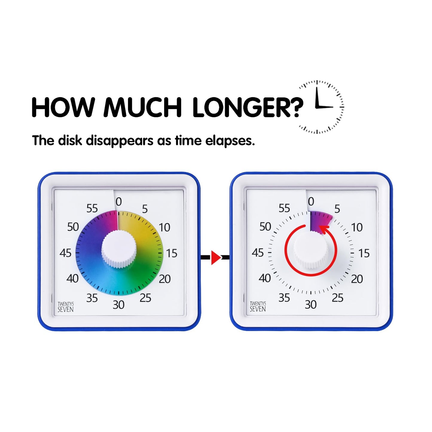 Visual Timer with Protective Case, 60-Minute Countdown Timer for Kids Autism ADHD Classroom Home Office, Countdown Clock for Teaching Work Meeting Time Management, Navy Blue/Colorful