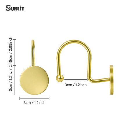 Sunlit Gold Shower Curtain Hooks, Round Metal Home Decorative Shower Curtain Rings for Bathroom, Modern Shower Curtain Hangers Bathroom Accessories, Set of 12