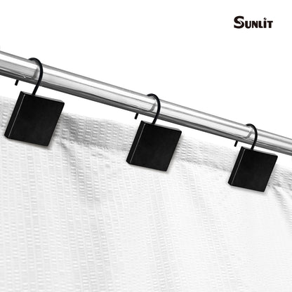 Sunlit Geometric Decorative Shower Curtain Hooks, Matt Triangle Geometric Black Shower Curtain Rings, Resin, Bathroom Decoration Boho Shower Curtain Hooks-12 Pack