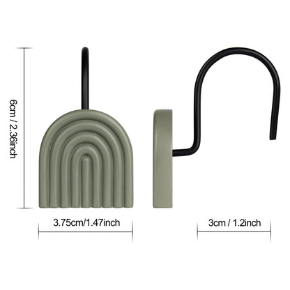 Sunlit Geometric Decorative Shower Curtain Hooks, Matt Triangle Geometric Black Shower Curtain Rings, Resin, Bathroom Decoration Boho Shower Curtain Hooks-12 Pack