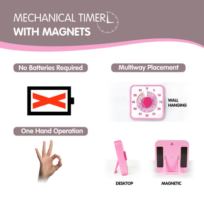 TWENTY5 SEVEN Countdown Timer 7.5 inch; 60 Minute 1 Hour Visual Timer – Classroom Teaching Tool Office Meeting, Mechanical Countdown Clock for Kids Exam Time Management Magnetic, Colorful