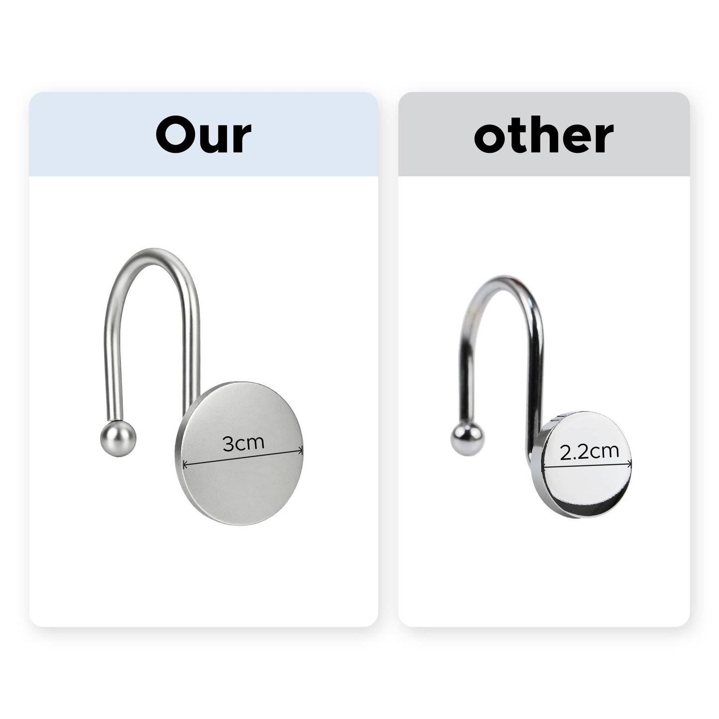 Sunlit Gold Shower Curtain Hooks, Round Metal Home Decorative Shower Curtain Rings for Bathroom, Modern Shower Curtain Hangers Bathroom Accessories, Set of 12