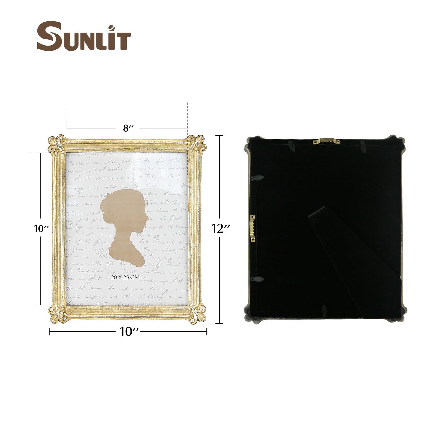 Sunlit Small Vintage Picture Frame 2.5x3.5 Inch, Antique Mini Photo Frames with Glass Front, Luxury Wallet Size Picture Frames, Photo Display Tabletop Wall Hanging Gift Ideas, Slivery Light Gold