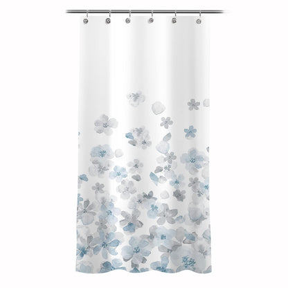 Sunlit Floral Fabric Shower Curtain, Design Simple Style Yellow and Gray Flower Blossoms Shower Curtains for Bathroom Decor with White Background, Machine Washable, 72x72