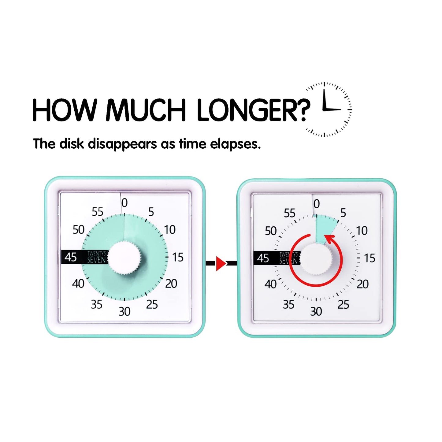 Visual Timer with Protective Case, 60-Minute Countdown Timer for Kids Autism ADHD Classroom Home Office, Countdown Clock for Teaching Work Meeting Time Management, Navy Blue/Colorful