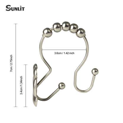 Sunlit Fashion Design Cute Paw Print Polished Double Shower Curtain Hooks for Dog Cat and Bear, Rust Proof Oil Rubbed Metal Shower Curtain Rings-12 Pack