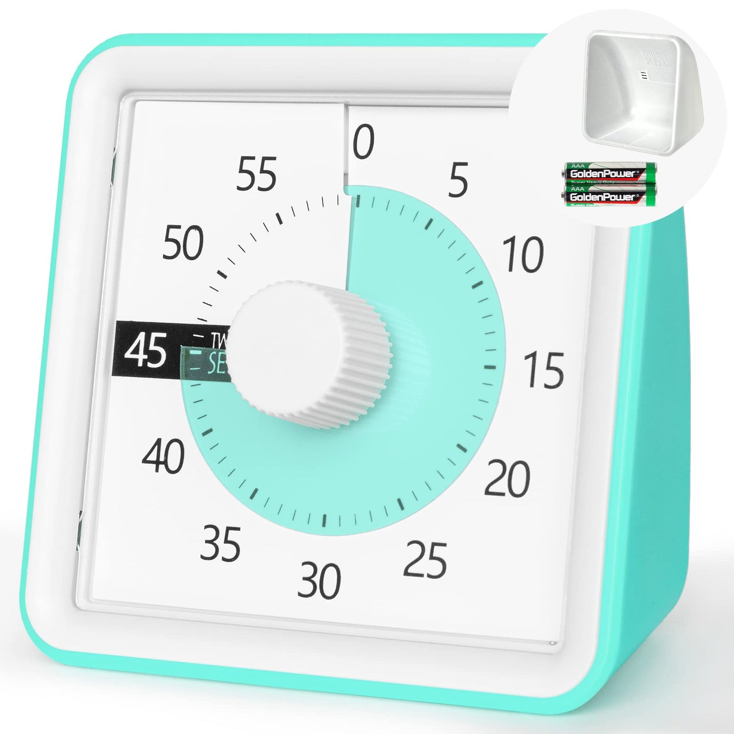 Visual Timer with Protective Case, 60-Minute Countdown Timer for Kids Autism ADHD Classroom Home Office, Countdown Clock for Teaching Work Meeting Time Management, Navy Blue/Colorful