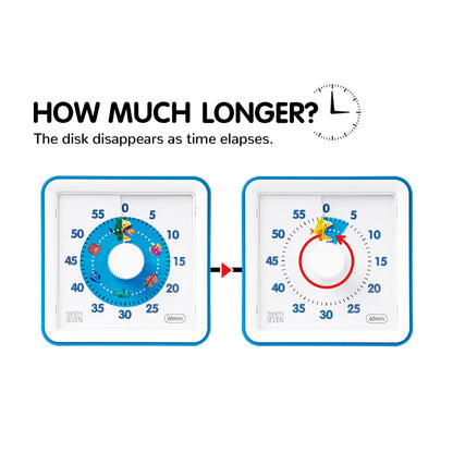 Visual Timer with Protective Case, 60-Minute Countdown Timer for Kids Autism ADHD Classroom Home Office, Countdown Clock for Teaching Work Meeting Time Management, Navy Blue/Colorful