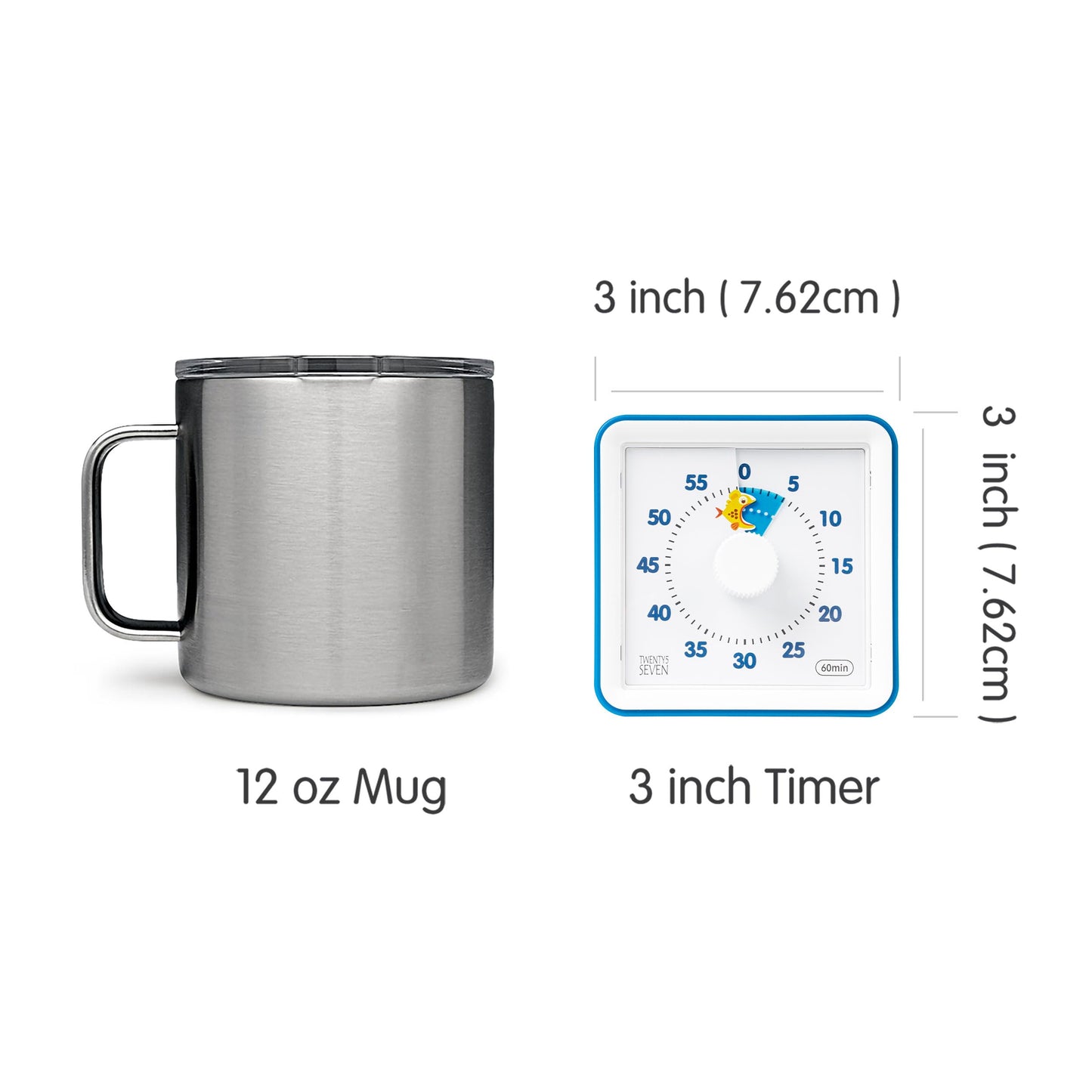 Visual Timer with Protective Case, 60-Minute Countdown Timer for Kids Autism ADHD Classroom Home Office, Countdown Clock for Teaching Work Meeting Time Management, Navy Blue/Colorful