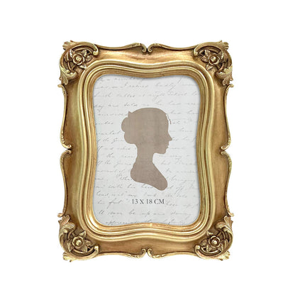 Sunlit Vintage Small Picture Frame 2.5x3.5 Inch, Antique Mini Polaroid Photo Frames with Glass Front, Luxury Wallet Size Picture Frames, Tiny Photo Frames Display Tabletop Wall Hanging Gift Ideas, Gold