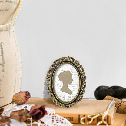 Sunlit Vintage Picture Frame 4x6 Inch, Oval Antique Photo Frames with Glass Front, Luxury Photo Display, Tabletop Wall Hanging, Gift Ideas, Golden Brown