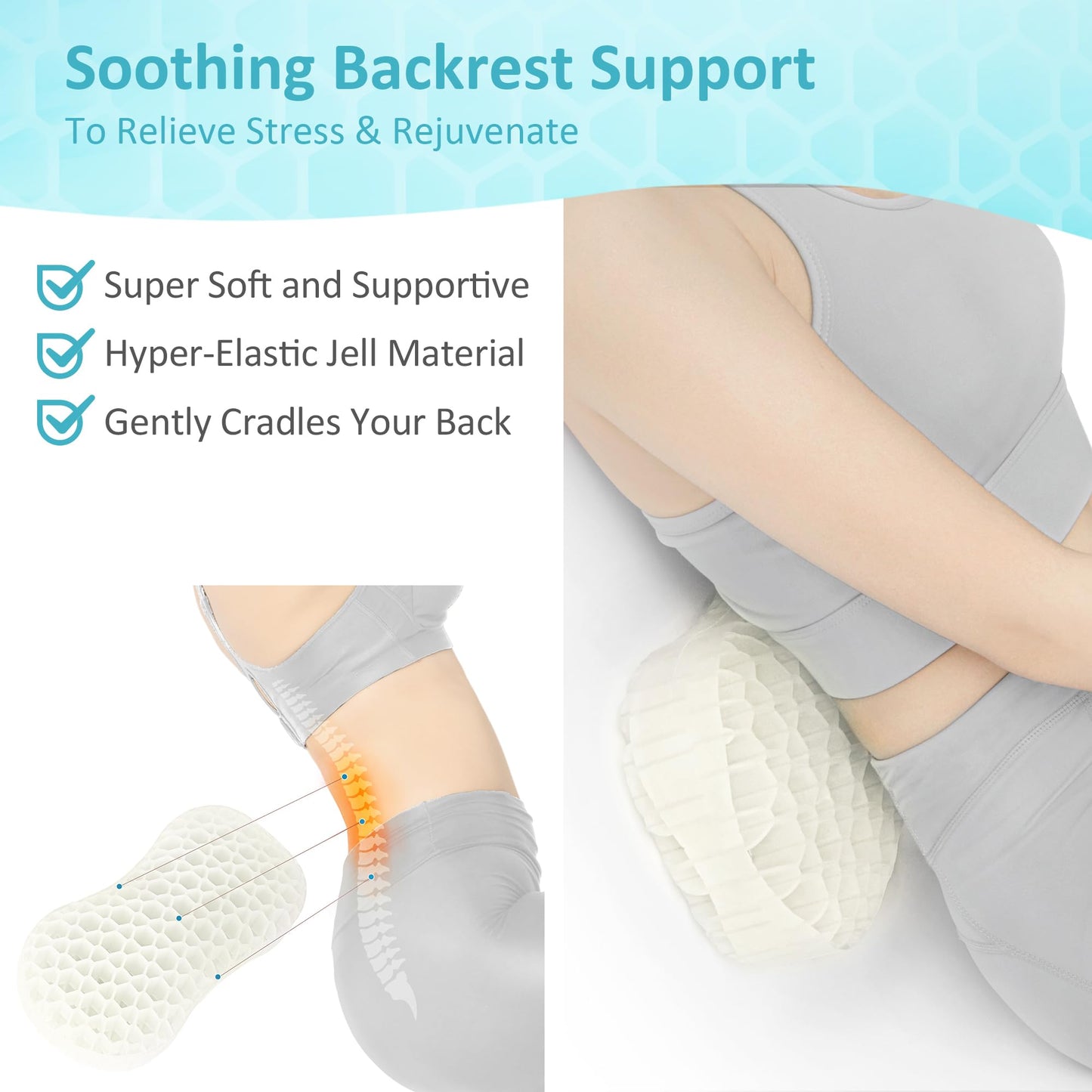 Bath Jello Gel Bath Pillow – Ergonomic Lumbar Support for Bathtub Comfort