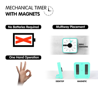 TWENTY5 SEVEN Countdown Timer 7.5 inch; 60 Minute 1 Hour Visual Timer – Classroom Teaching Tool Office Meeting, Mechanical Countdown Clock for Kids Exam Time Management Magnetic, Colorful