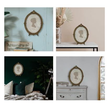 Sunlit Vintage Picture Frame 4x6 Inch, Oval Antique Photo Frames with Glass Front, Luxury Photo Display, Tabletop Wall Hanging, Gift Ideas, Brown