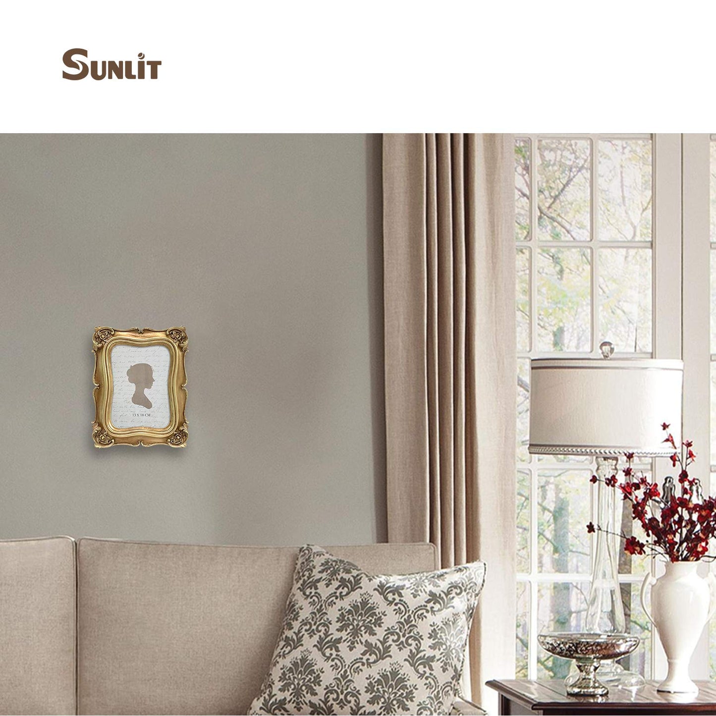 Sunlit Vintage Small Picture Frame 2.5x3.5 Inch, Antique Mini Polaroid Photo Frames with Glass Front, Luxury Wallet Size Picture Frames, Tiny Photo Frames Display Tabletop Wall Hanging Gift Ideas, Gold