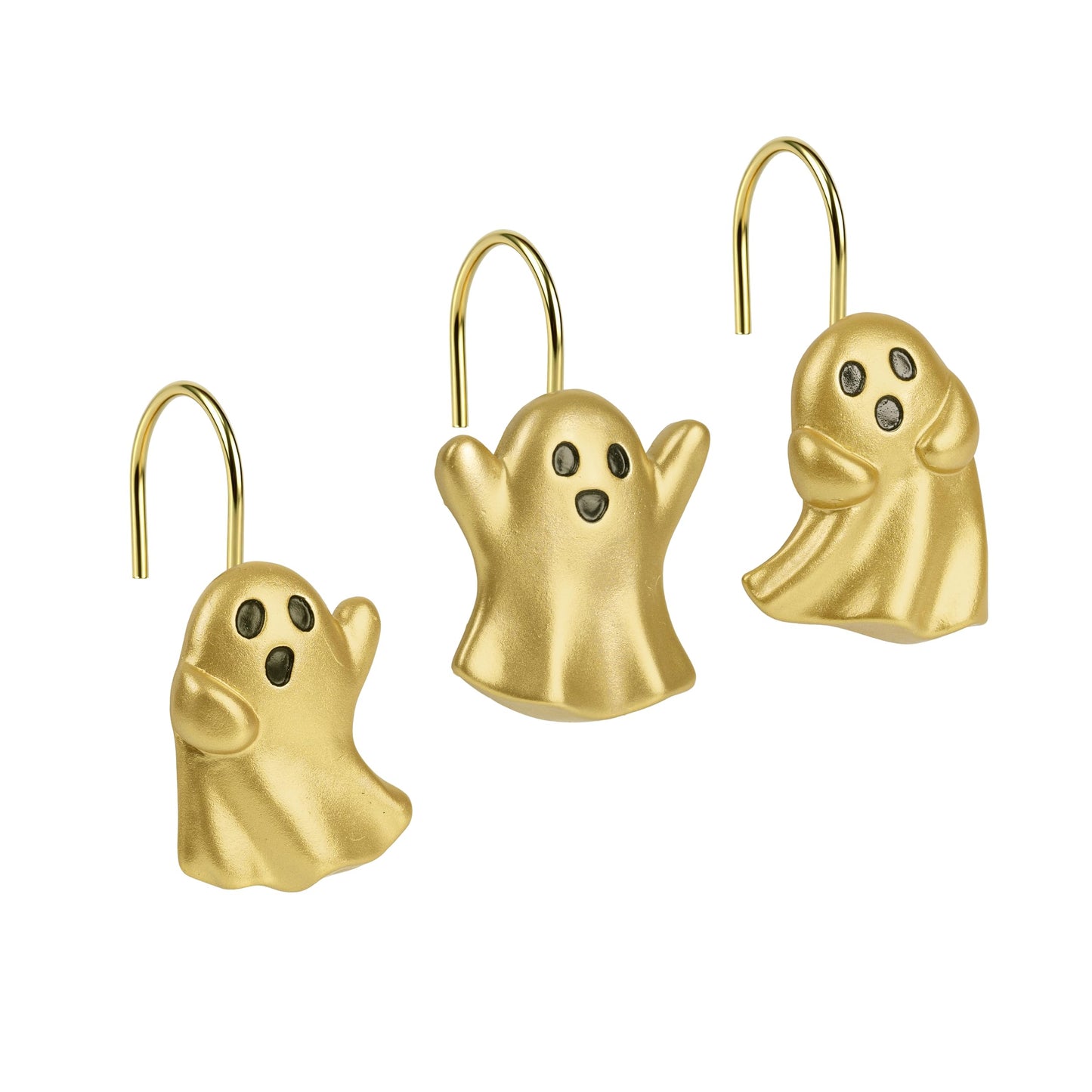 Sunlit Ghost Shower Curtain Hooks, Home Decorative Shower Curtain Rings for Bathroom, Halloween Shower Curtain Hangers Bathroom Accessories, Set of 12