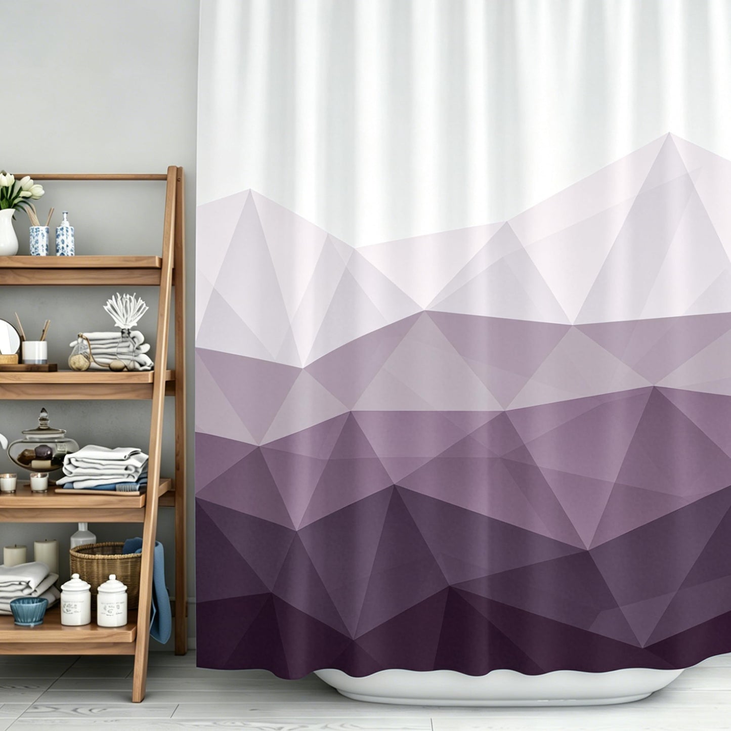 Sunlit Designer Popular Shower Curtain, Ombre Blue Fabric Contemporary Shower Curtains for Bathroom Décor