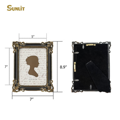 Sunlit Vintage Picture Frame 4x6 Inch, Luxury Antique Photo Frames with Glass Front, Photo Display, Tabletop Wall Hanging, Gift Ideas