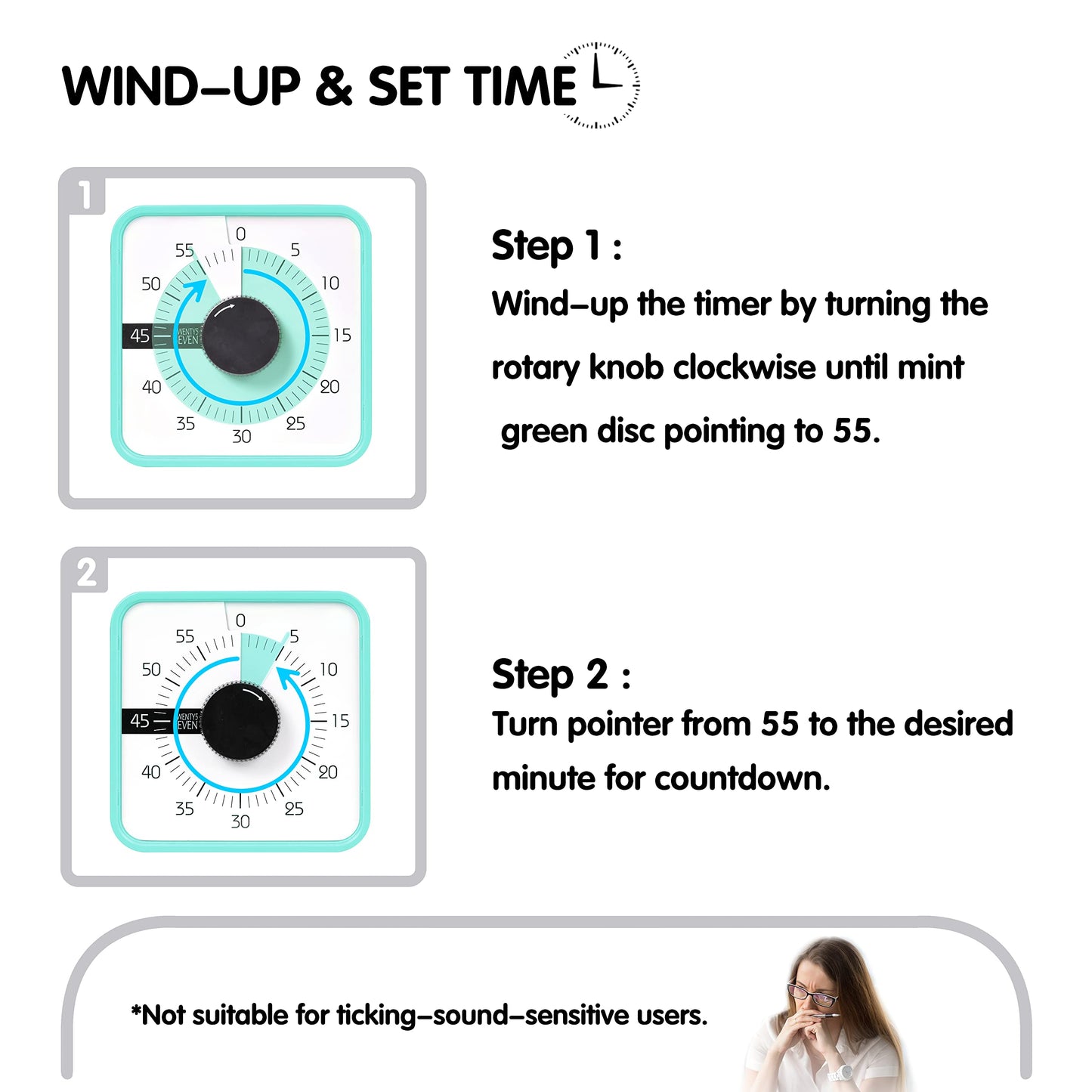 TWENTY5 SEVEN Countdown Timer 7.5 inch; 60 Minute 1 Hour Visual Timer – Classroom Teaching Tool Office Meeting, Mechanical Countdown Clock for Kids Exam Time Management Magnetic, Colorful