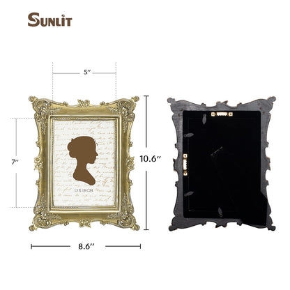 Sunlit Vintage Picture Frame 4x4 Inch, Luxury Antique Square Photo Frames with Glass Front, Photo Display, Tabletop Wall Hanging, Gift Ideas, Bronze Gold