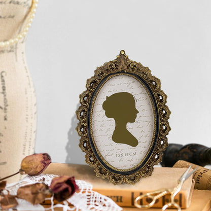 Sunlit Vintage Picture Frame 4x6 Inch, Oval Antique Photo Frames with Glass Front, Luxury Photo Display, Tabletop Wall Hanging, Gift Ideas, White