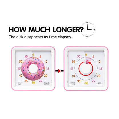 Visual Timer with Protective Case, 60-Minute Countdown Timer for Kids Autism ADHD Classroom Home Office, Countdown Clock for Teaching Work Meeting Time Management, Navy Blue/Colorful