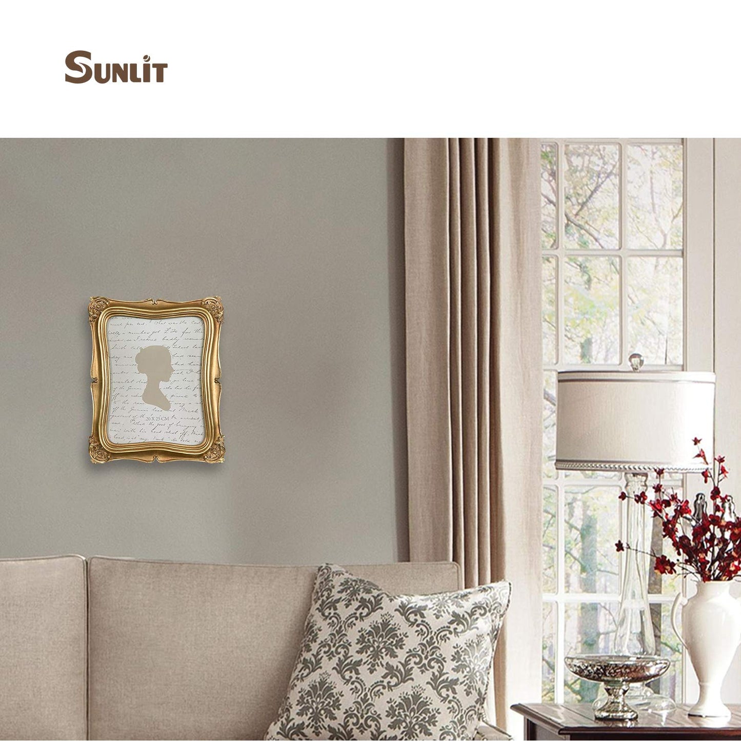 Sunlit Vintage Small Picture Frame 2.5x3.5 Inch, Antique Mini Polaroid Photo Frames with Glass Front, Luxury Wallet Size Picture Frames, Tiny Photo Frames Display Tabletop Wall Hanging Gift Ideas, Gold
