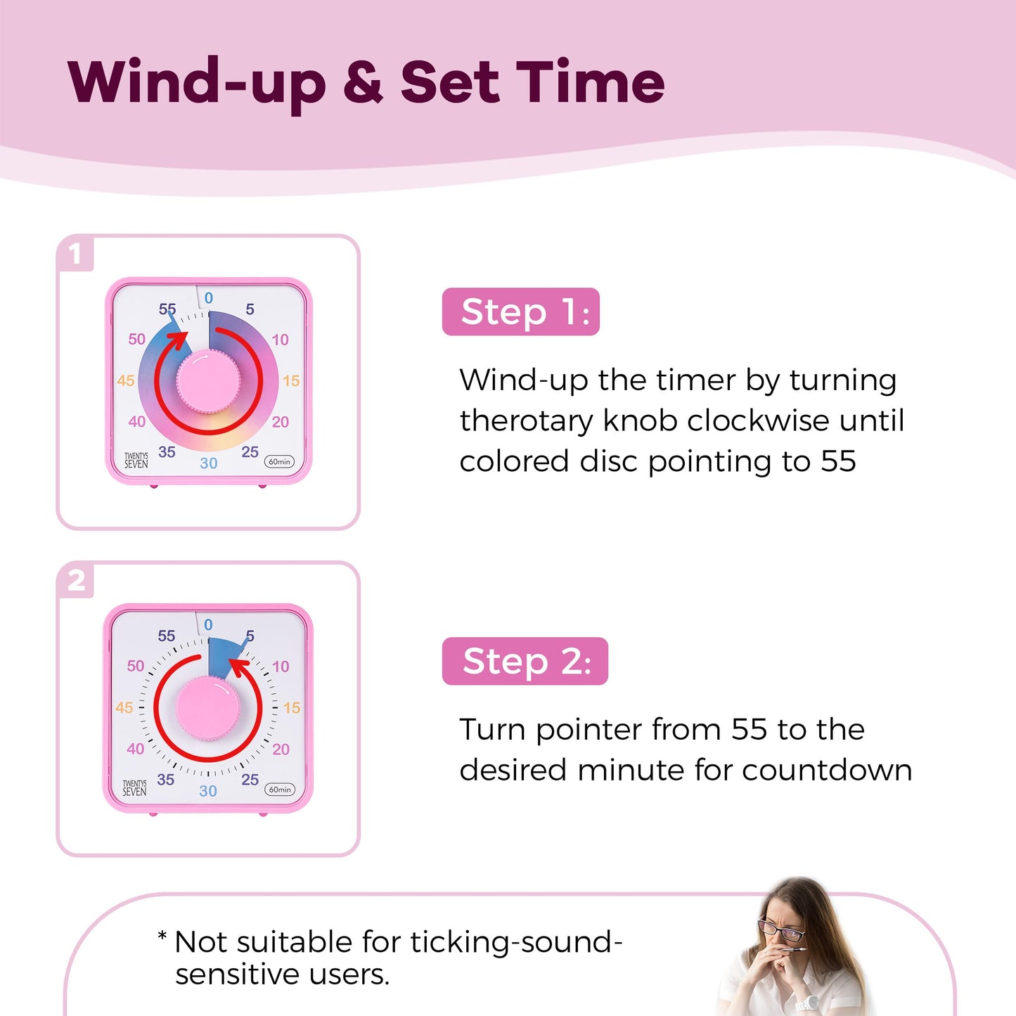 TWENTY5 SEVEN Countdown Timer 7.5 inch; 60 Minute 1 Hour Visual Timer – Classroom Teaching Tool Office Meeting, Mechanical Countdown Clock for Kids Exam Time Management Magnetic, Colorful
