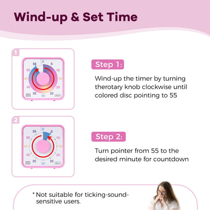 TWENTY5 SEVEN Countdown Timer 7.5 inch; 60 Minute 1 Hour Visual Timer – Classroom Teaching Tool Office Meeting, Mechanical Countdown Clock for Kids Exam Time Management Magnetic, Colorful
