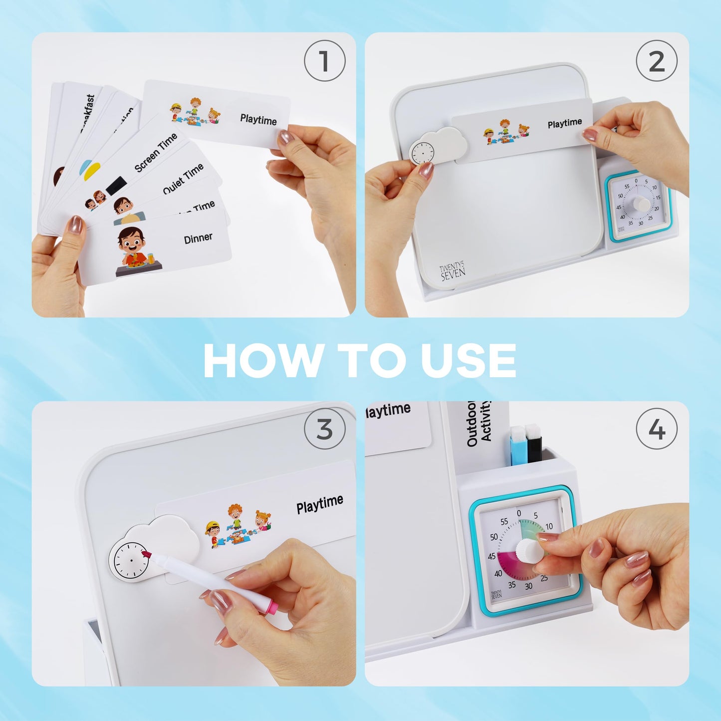 TWENTY5 SEVEN Visual Schedule for Kids, Autism Sensory Products for Classroom Home, Autism Learning Material Set for Autistic Children, Visual Sensory Toys for Boys and Girls, Pastel Rainbow