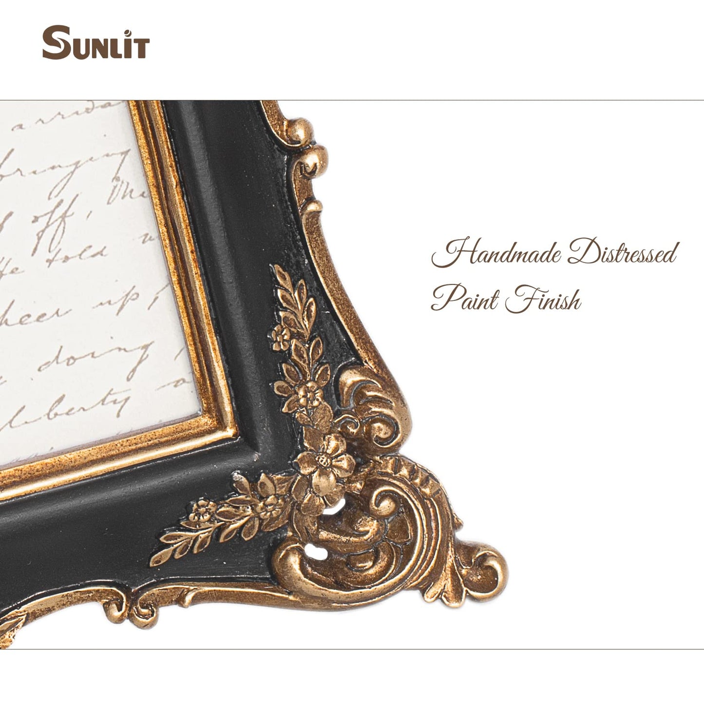 Sunlit Vintage Picture Frame 4x4 Inch, Luxury Antique Square Photo Frames with Glass Front, Photo Display, Tabletop Wall Hanging, Gift Ideas, Bronze Gold