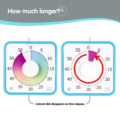 Visual Timer 7.5 inch, 60-Minute Countdown Timer for Kids Classroom Teaching Tool Office Meeting, Mechanical Countdown Clock for Exam Time Management Magnetic Kitchen Timer, Purple