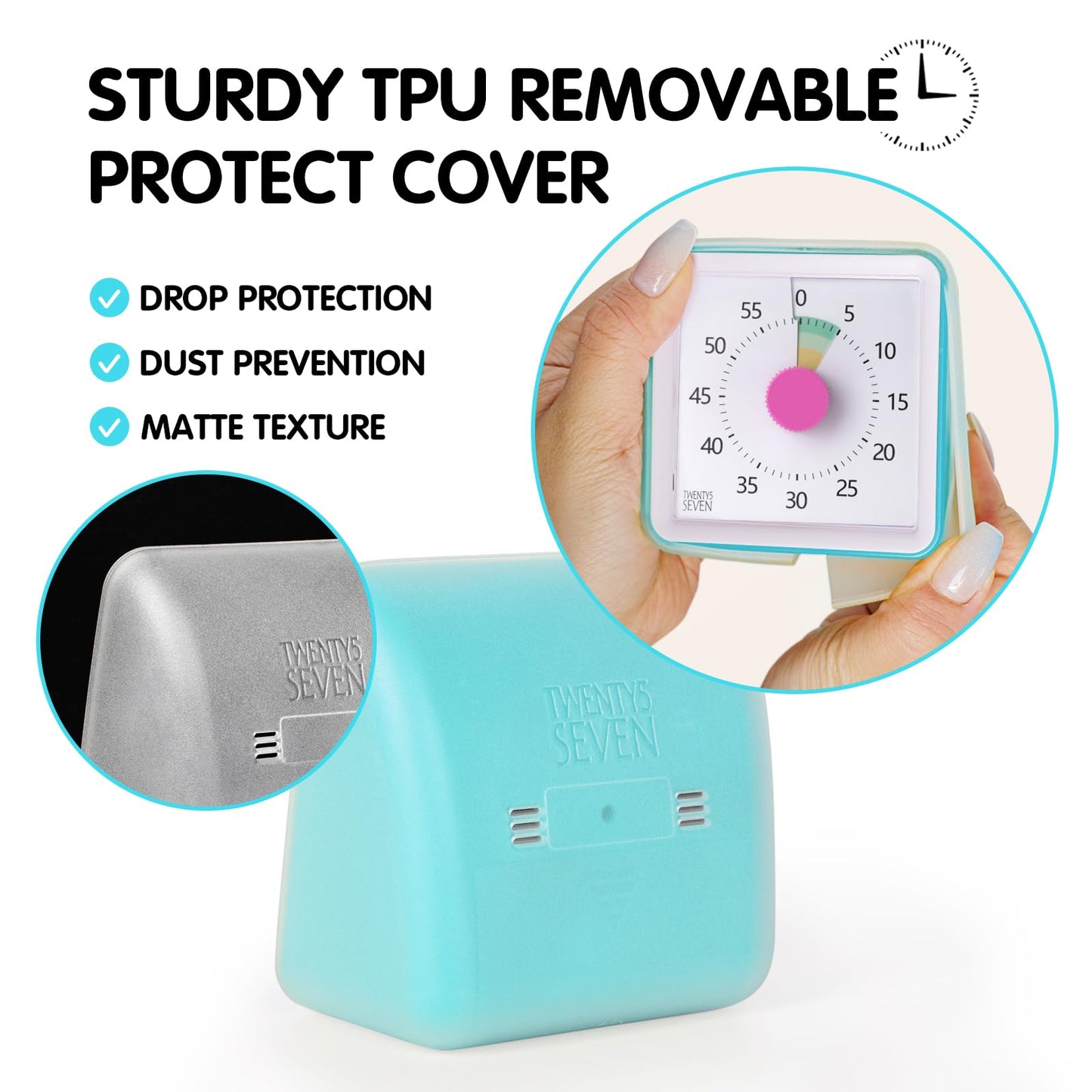 Visual Timer with Protective Case, 60-Minute Countdown Timer for Kids Autism ADHD Classroom Home Office, Countdown Clock for Teaching Work Meeting Time Management, Navy Blue/Colorful