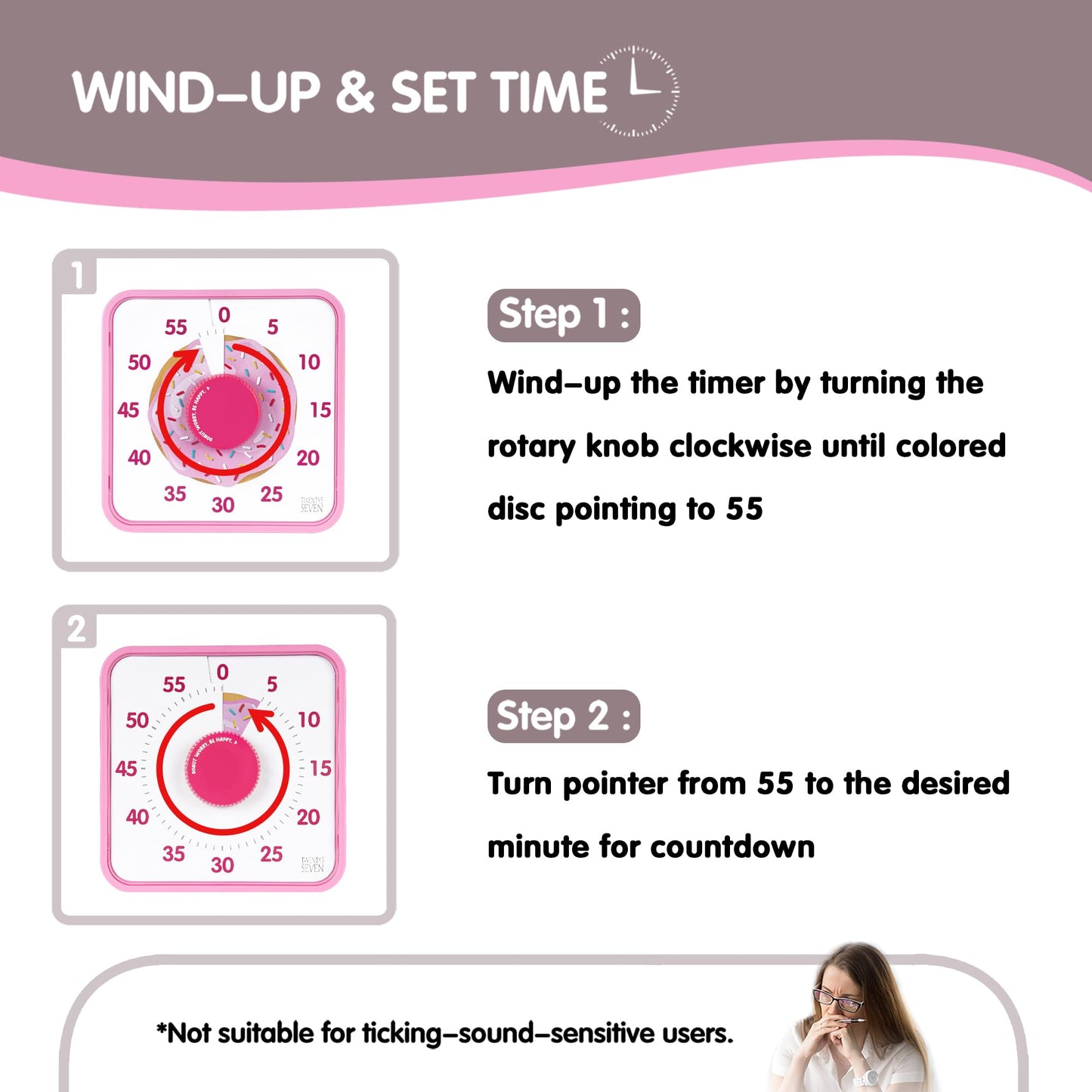 TWENTY5 SEVEN Countdown Timer 7.5 inch; 60 Minute 1 Hour Visual Timer – Classroom Teaching Tool Office Meeting, Mechanical Countdown Clock for Kids Exam Time Management Magnetic, Sky Blue